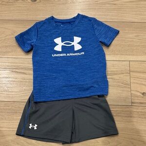 Under Armour Royal Blue Tee and Charcoal Shorts